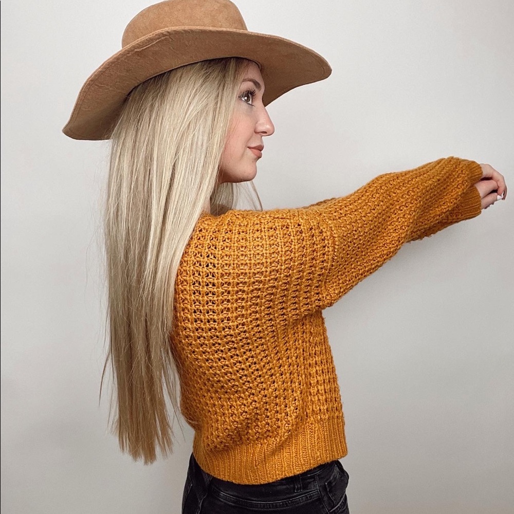 Golden Knit Cropped Sweater